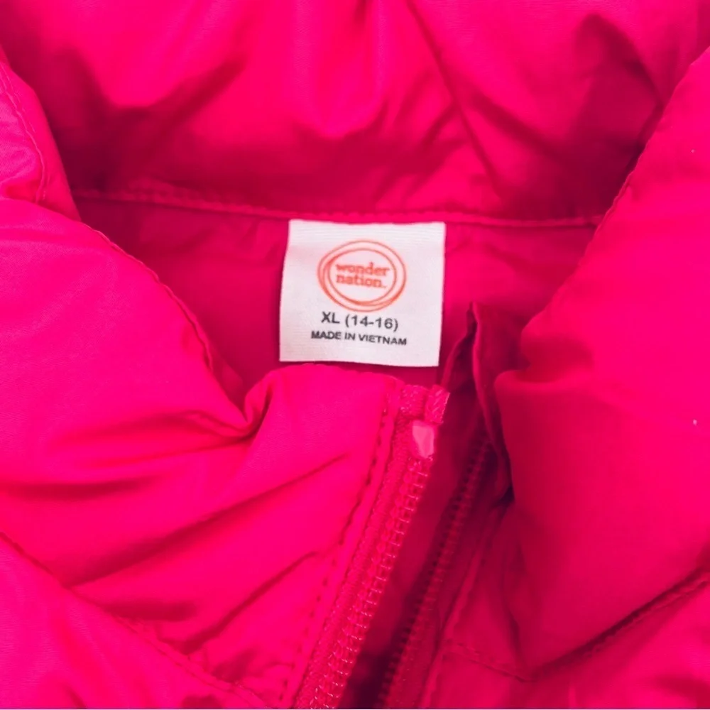 Packable Puffer Coat Girls 14-16 Wonder Nation Pink Foldable Water Resistant